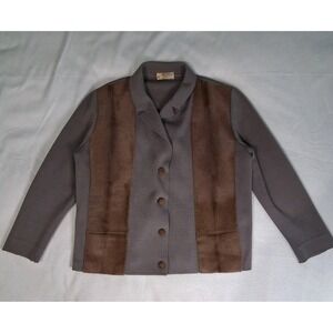 BANFF‎ Italian Made 100% Virgin Wool Cardigan Coat Fur Panels And Button Sz Z 16